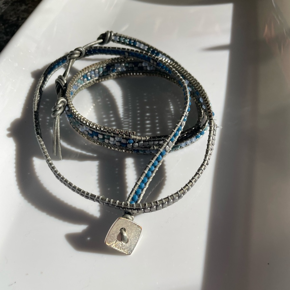 Nakamol Silver and Blue Beaded Wrap Bracelet